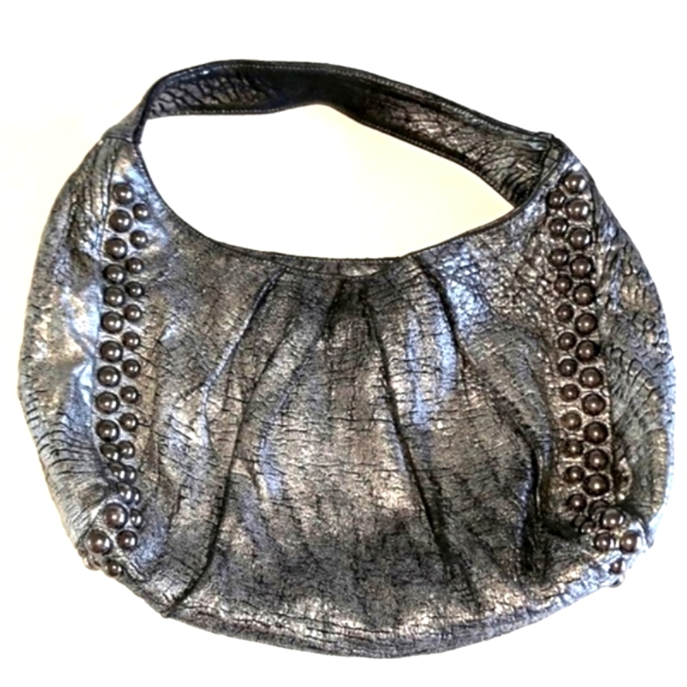 *Treesje black/silver leather metal accented shoulder bag